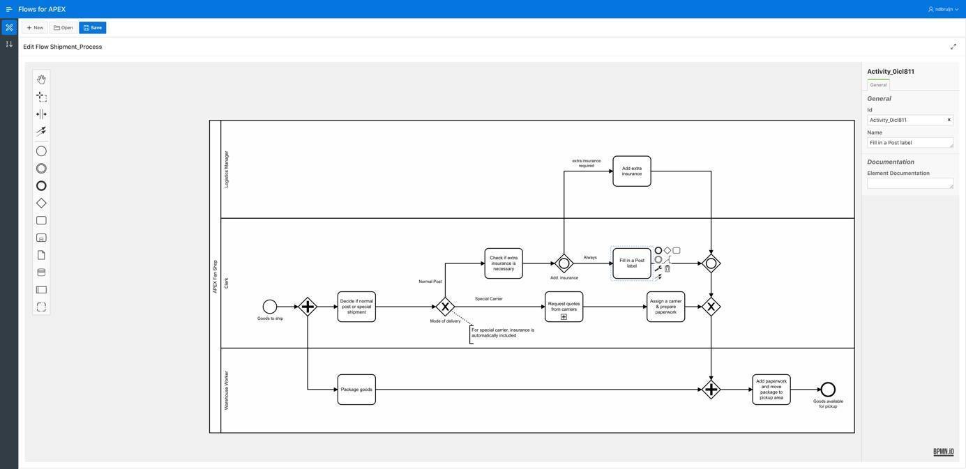 Abbildung 2 - Prozessmodellierung in Flows for APEX